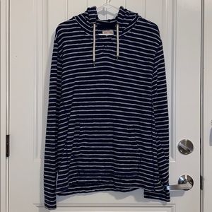 White Striped Blue Hoodie